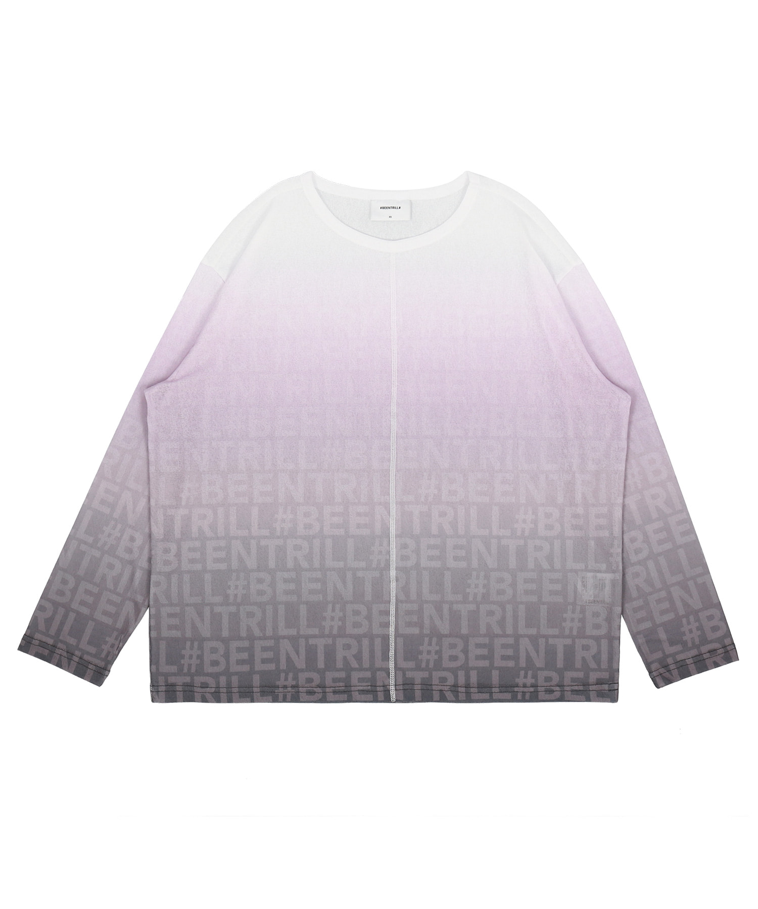 그라데이션 모노그램 루즈핏 롱슬리브 티셔츠(핑크)