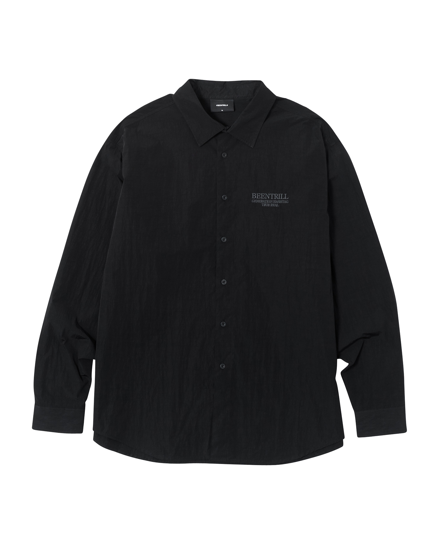 레터링 로고 오버핏 셔츠(블랙)