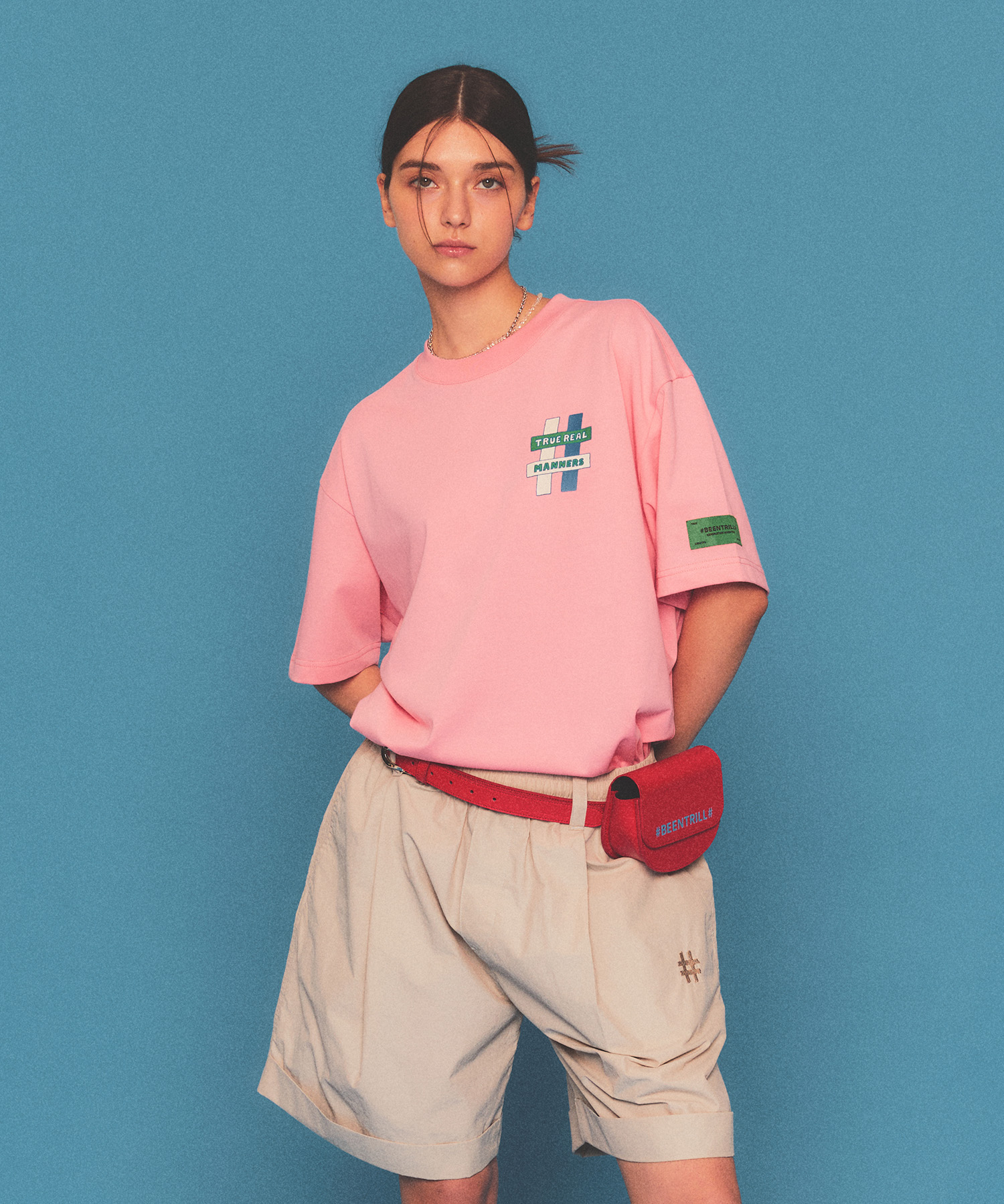 [빈트릴 X NMC] 썸머 해시태그 반팔 티셔츠(라이트 핑크)