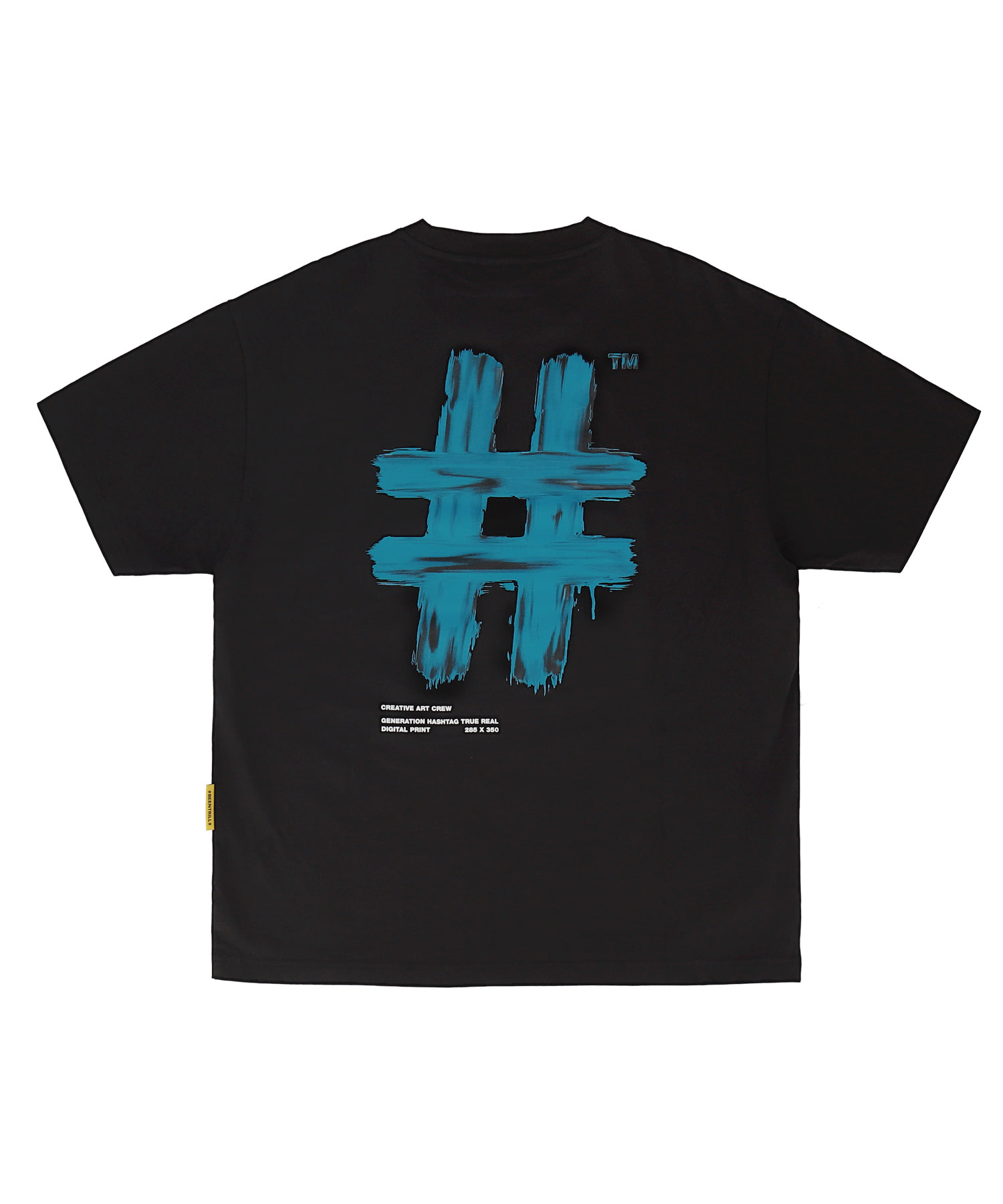 뉴 페인팅 해시태그 오버핏 반팔 티셔츠(블랙)