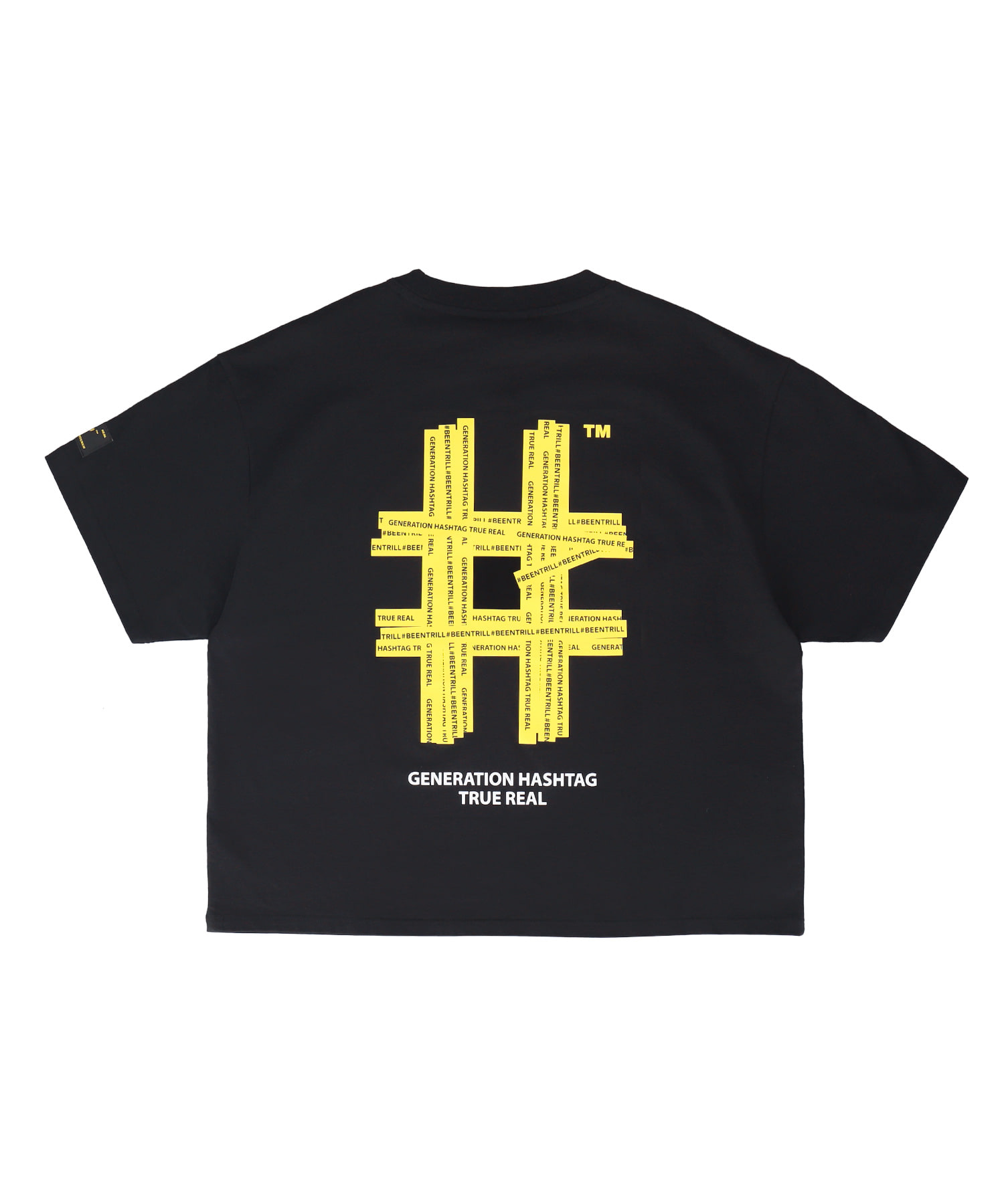 [우먼즈] 뉴 테이핑 해시태그 오버핏 반팔 티셔츠(블랙)