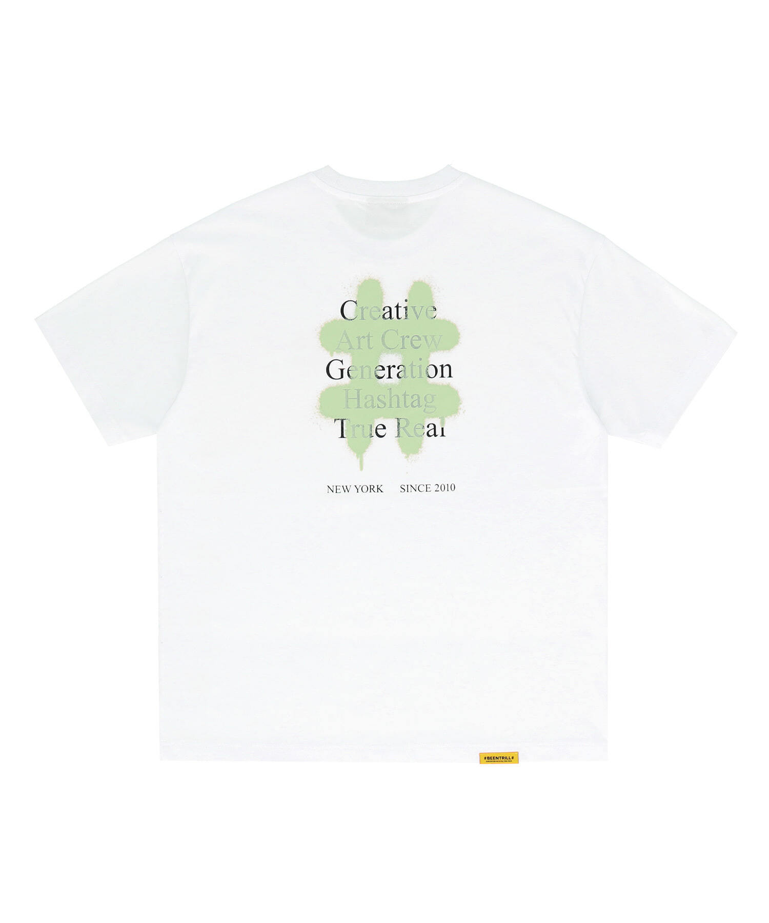 스프레이 슬로건 오버핏 반팔 티셔츠(오프 화이트)