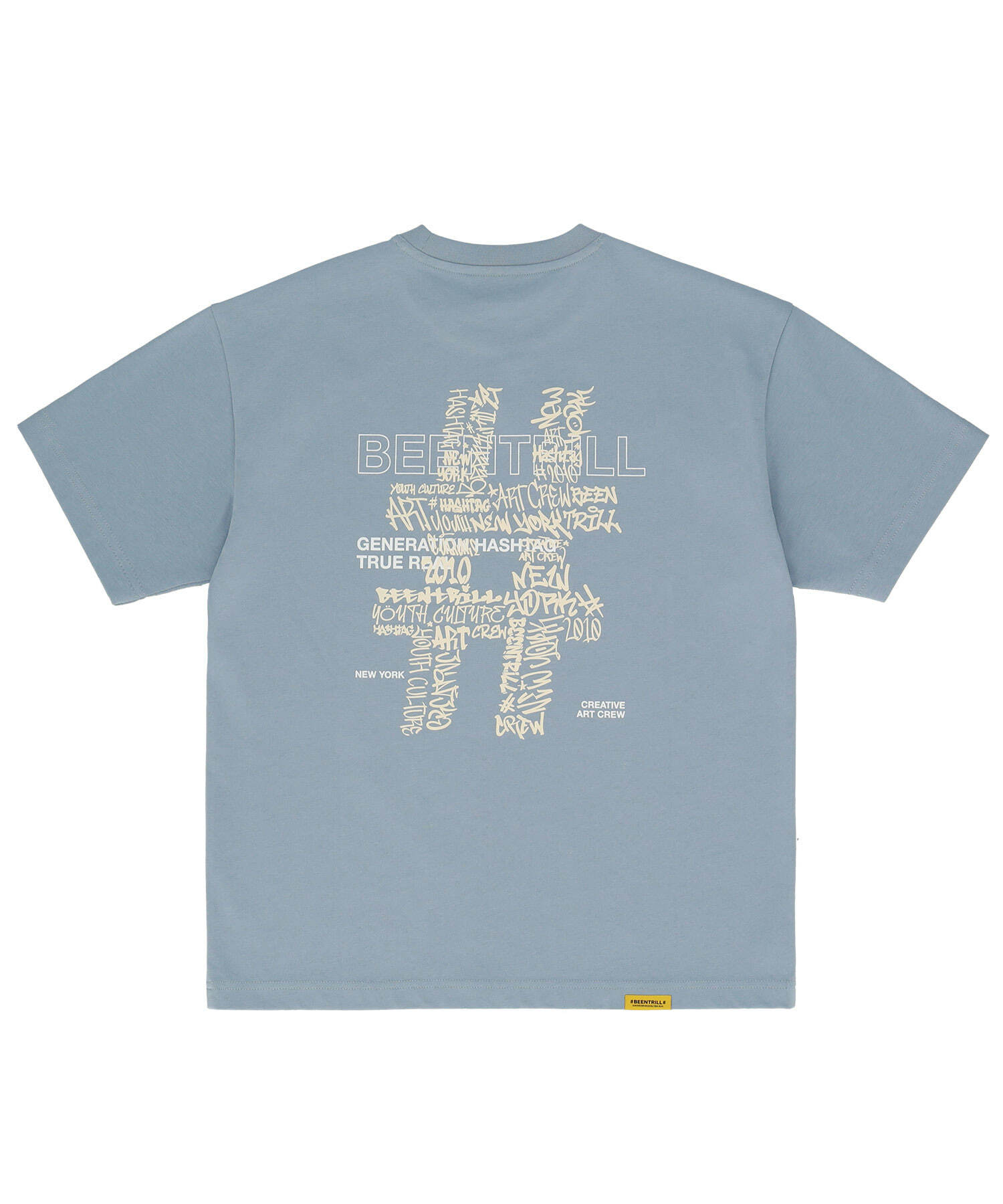 뉴 해시태그 오버핏 반팔 티셔츠(애쉬 블루)